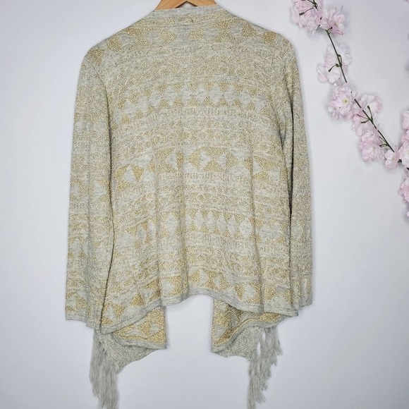 Olivia M. Sweater Cardigan Gray Gold Size L - Picture 3 of 7